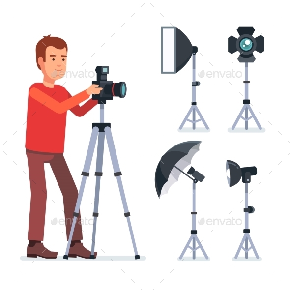 Professional Photographer with Camera - People Characters