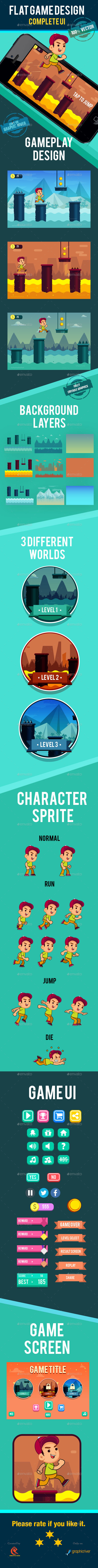 Flat Game Complete UI - Game Kits Game Assets