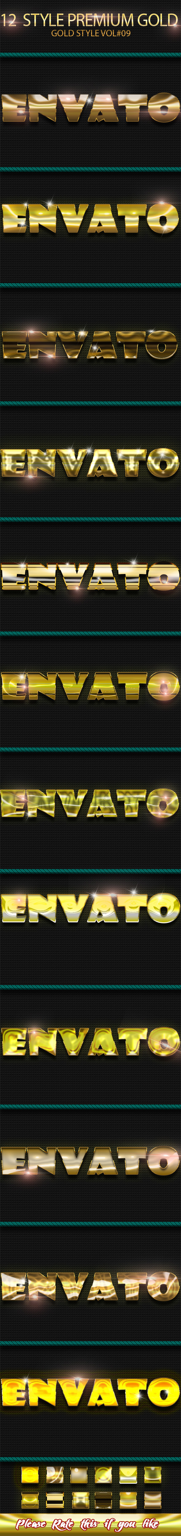 12 Photoshop GOLD Text Effect Styles Vol 9 - Text Effects Styles