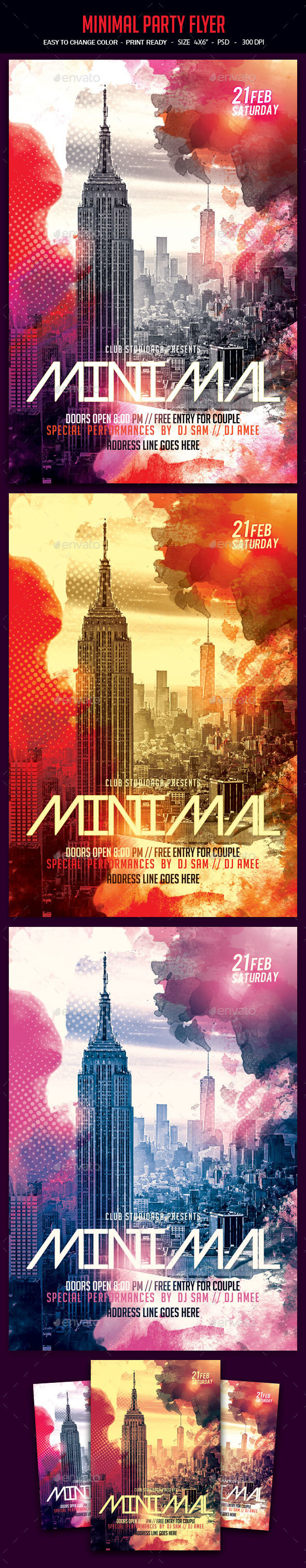 Minimal Party Flyer - Clubs & Parties Events