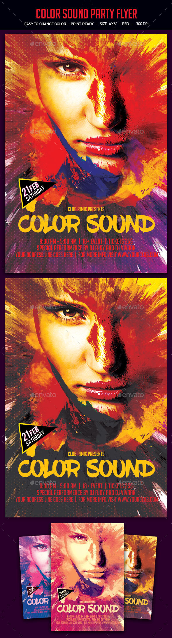 Color Sound Party Flyer - Clubs & Parties Events