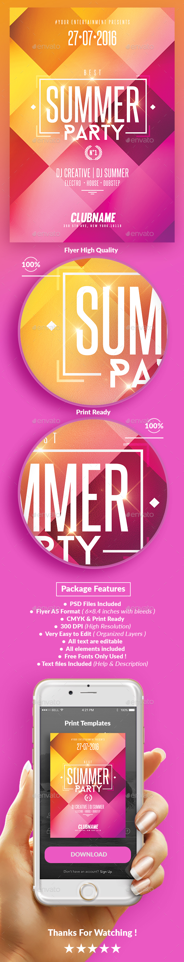 Summer Party | Psd Flyer Template - Events Flyers