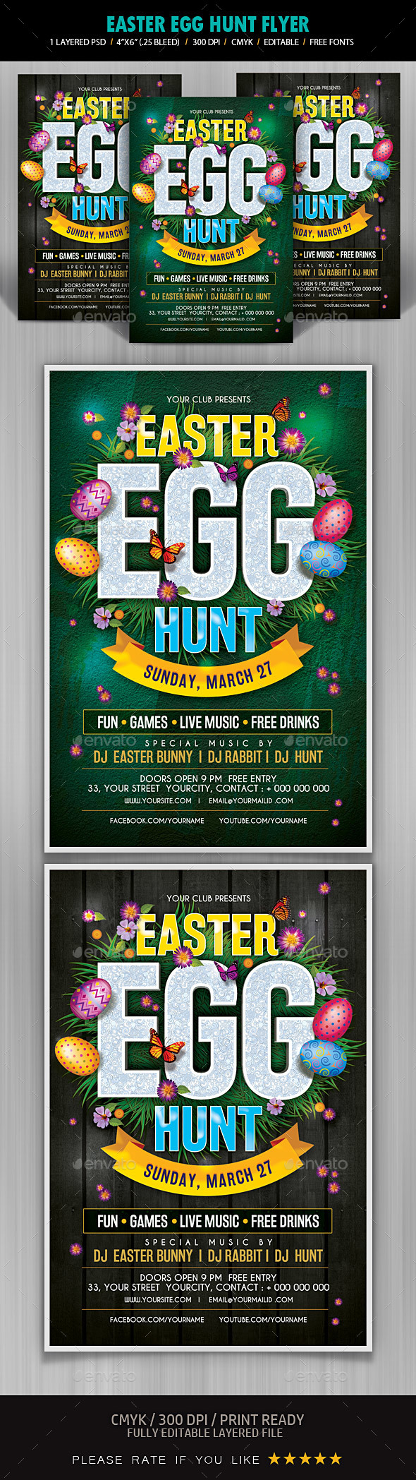 Easter Egg Hunt Flyer Template - Holidays Events