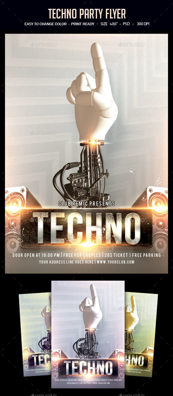 Techno Party Flyer - Clubs & Parties Events