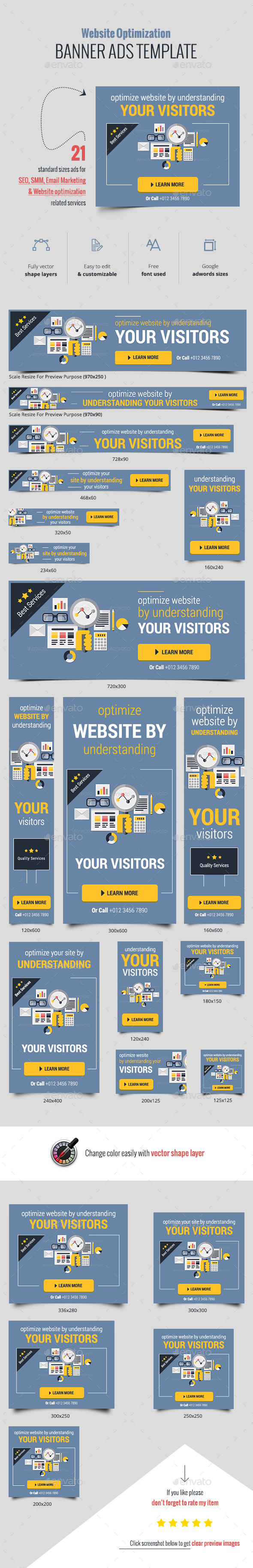 Flat Web Optimizing Banner Ads - Banners & Ads Web Elements
