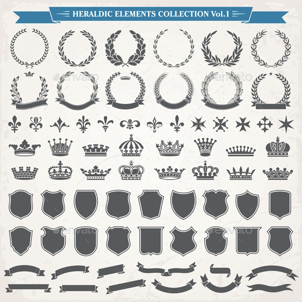 Heraldic Elements Vector Set 1 - Decorative Symbols Decorative