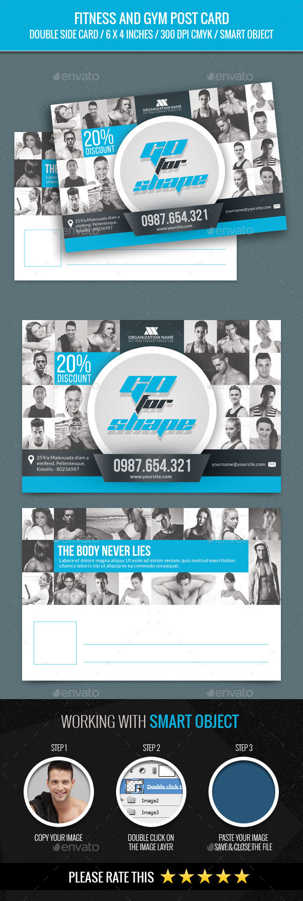 Fitness and GYM Post Card - Cards & Invites Print Templates