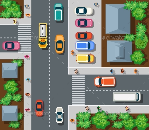 Top View Of Urban - Buildings Objects