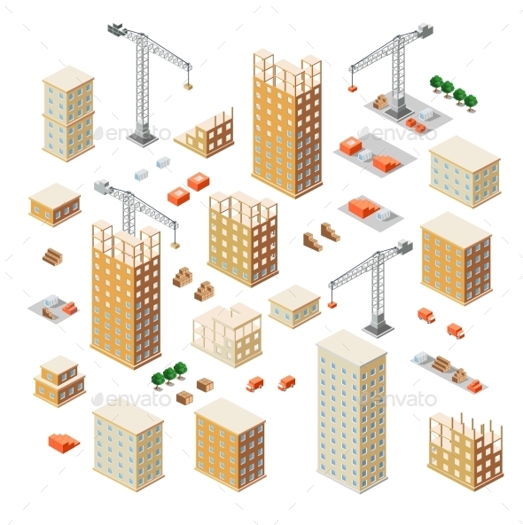 Crane Construction Industry - Buildings Objects