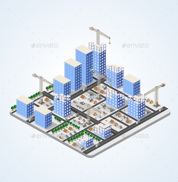 Crane Construction Industry - Buildings Objects