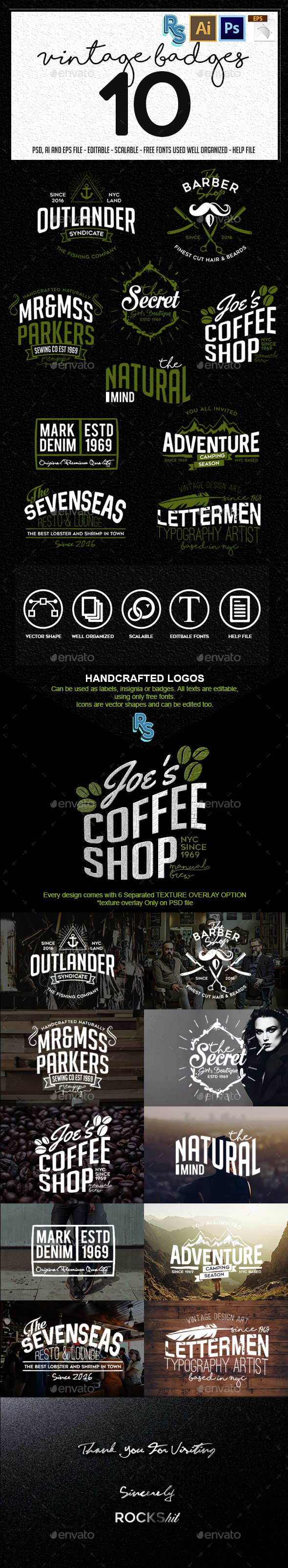The Vintage Badges Vol.2 - Badges & Stickers Web Elements