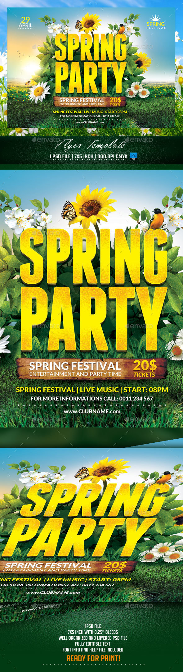 Spring Party Flyer Template - Clubs & Parties Events
