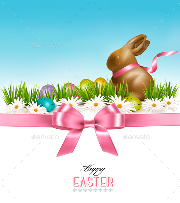 Happy Easter Background Colorful Easter Eggs - Miscellaneous Seasons/Holidays