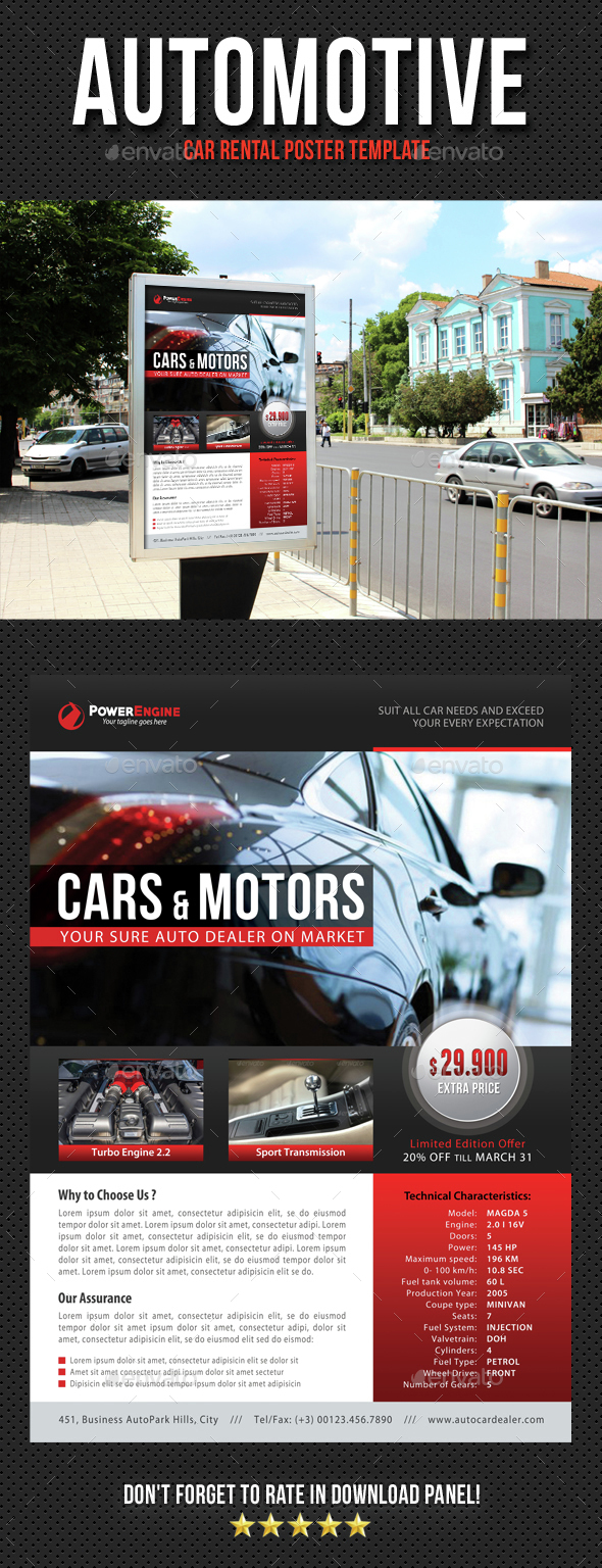 Automotive Car Rental Poster Template V10