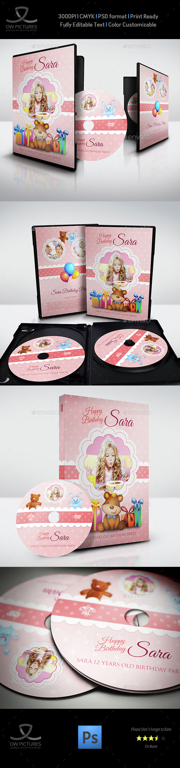 Birthday Party DVD Cover and DVD Label Template 4 - CD & DVD Artwork Print Templates