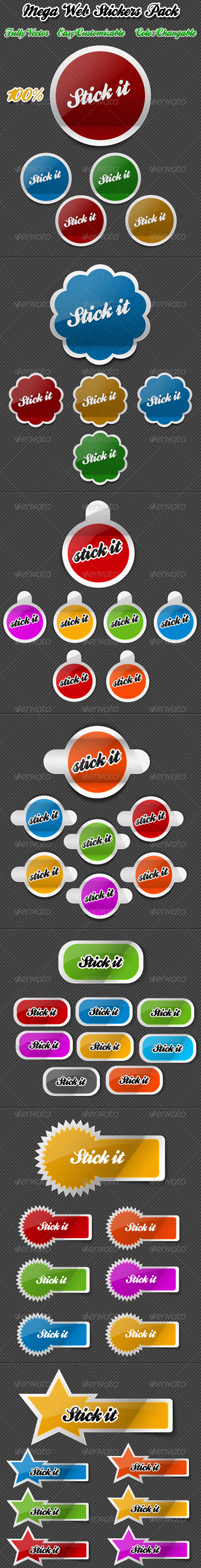 Mega Stickers Pack - Badges & Stickers Web Elements