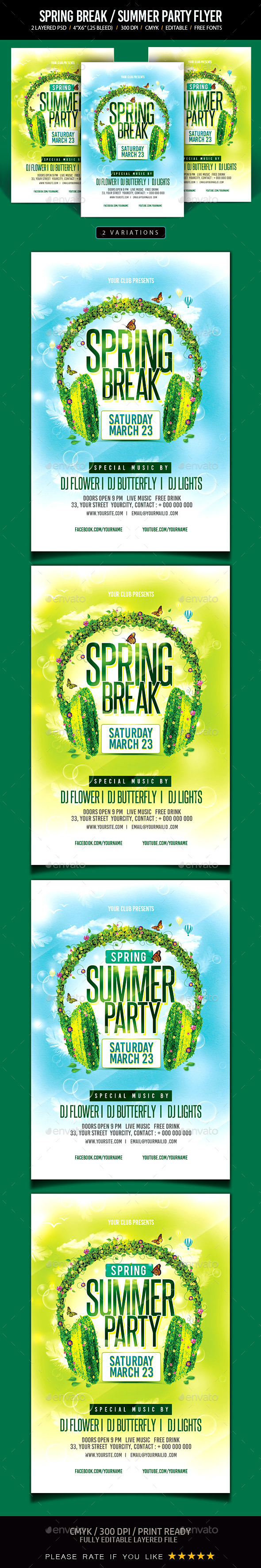 Spring Break Flyer - Clubs & Parties Events