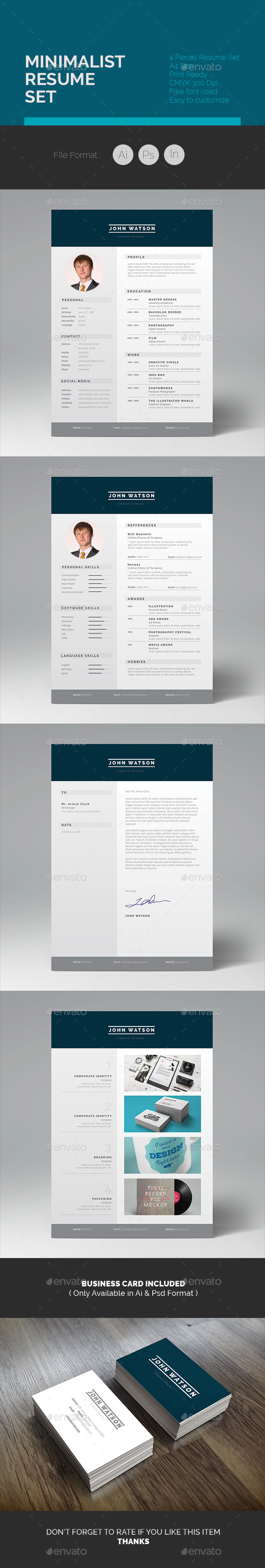 Minimalist Resume Set - Resumes Stationery
