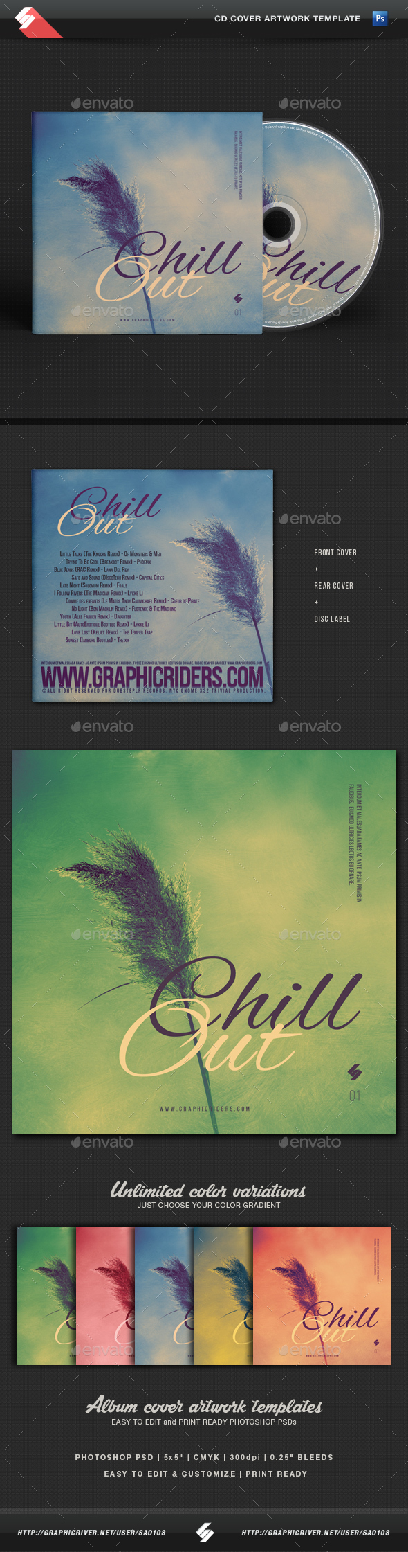 Chill Out - CD Cover Artwork Template - CD & DVD Artwork Print Templates
