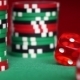 Red Dice Rolls And Casino Chips On Green Table - VideoHive Item for Sale