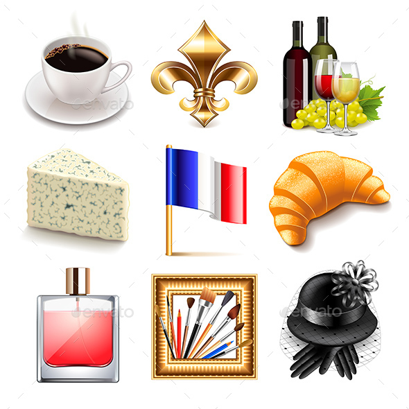 France Icons Vector Set - Travel Conceptual