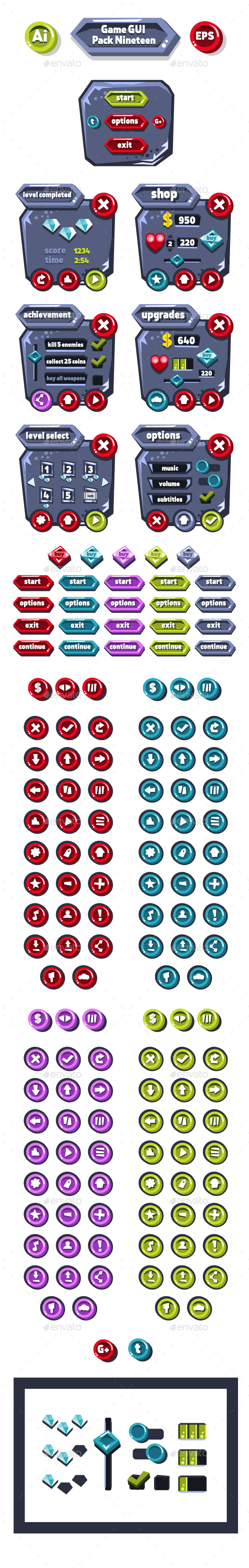 Game GUI Pack Nineteen - User Interfaces Game Assets