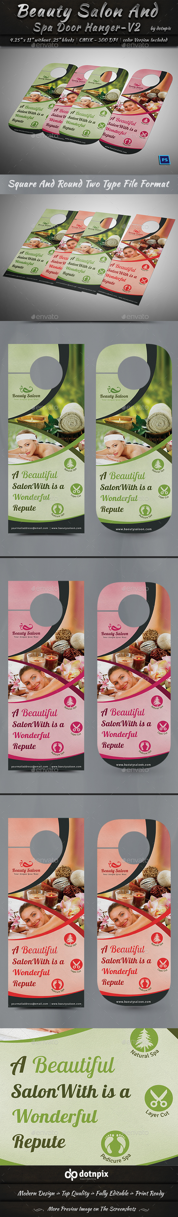 Beauty Salon And Spa Door Hanger_V2 - Miscellaneous Print Templates