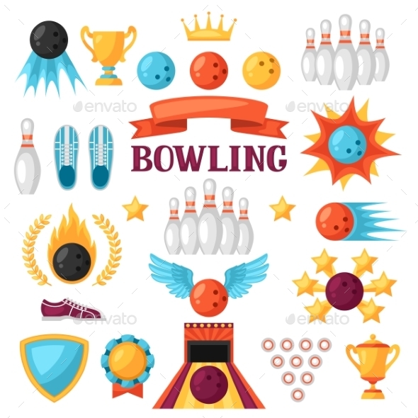 Set of Bowling Game Items - Sports/Activity Conceptual