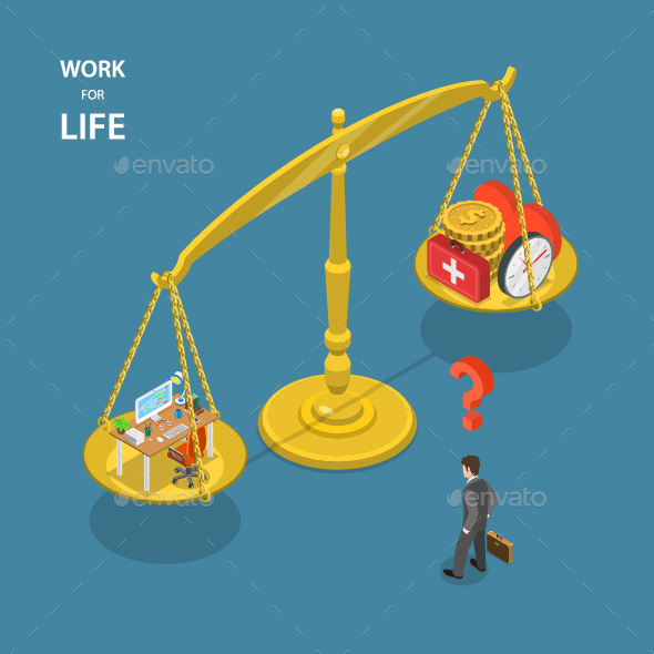 Work for Life Isometric Flat Illustration - Concepts Business