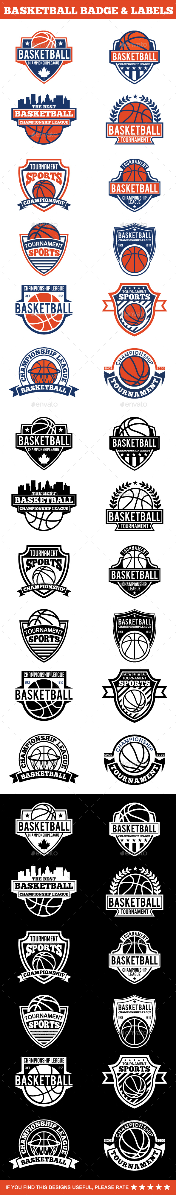 Basketball Badges & Stickers Vol1 - Badges & Stickers Web Elements
