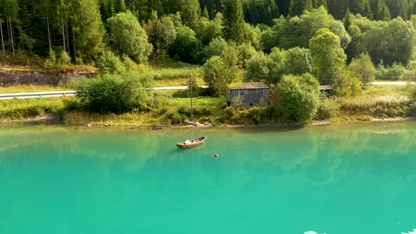 Boat on a beautiful lake alt