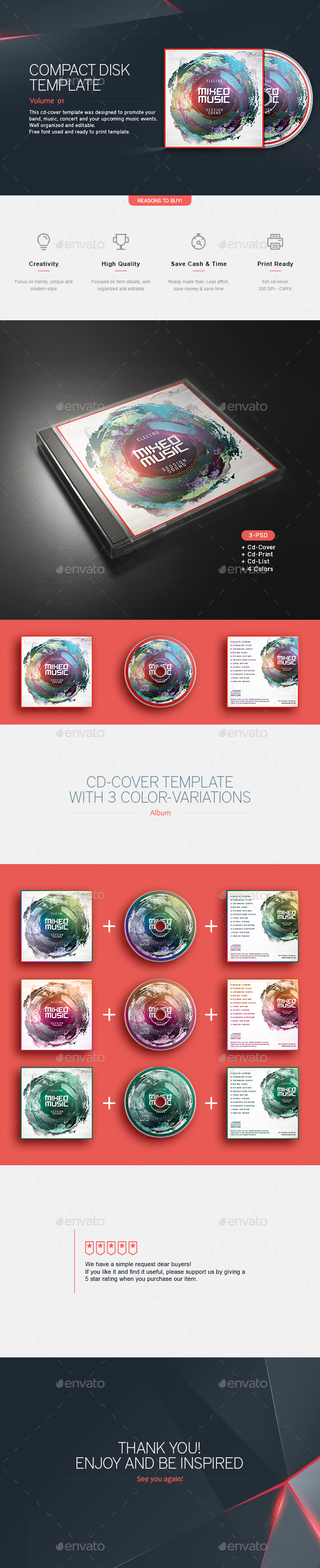 Mixed Music - CD Template - CD & DVD Artwork Print Templates