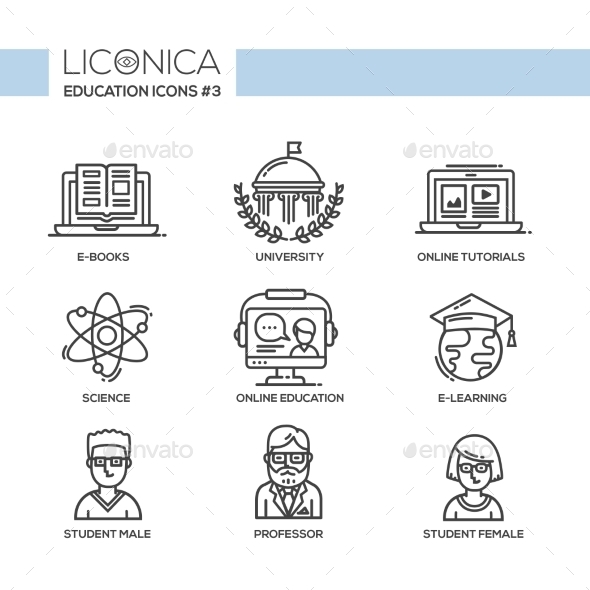 Modern School and Education Thin Line Design Icons - Miscellaneous Conceptual