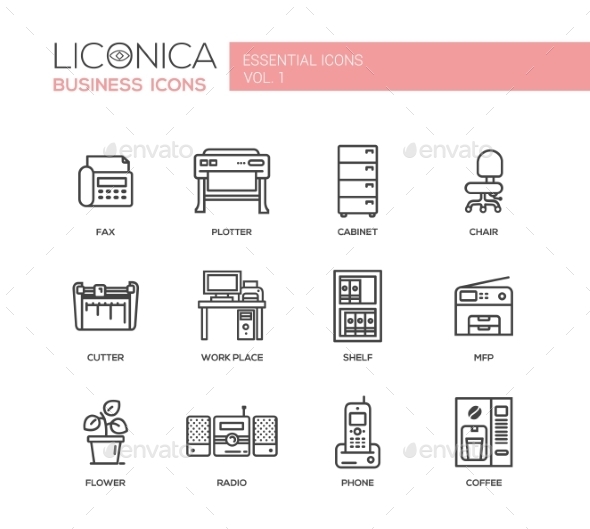 Set of Modern Office Flat Design Icons - Concepts Business