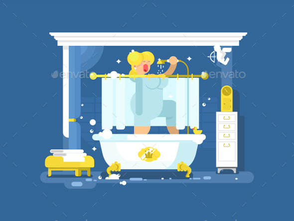 Woman Singing in the Shower - People Characters