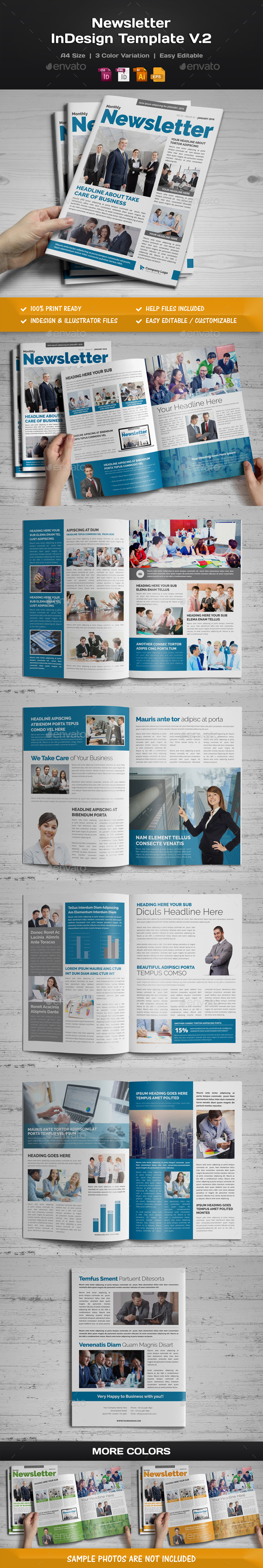 Newsletter Indesign Template v2 - Newsletters Print Templates