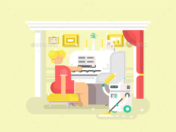 Housework Robot Assistant - People Characters