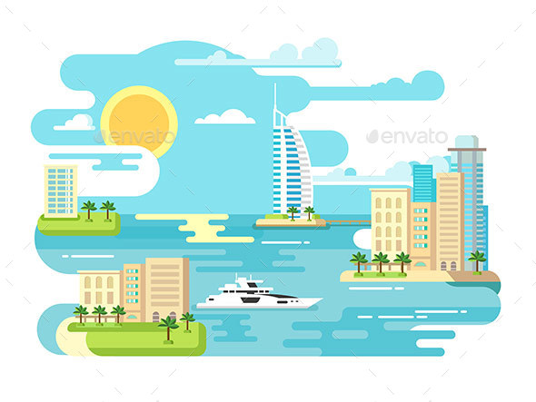 City Beach Design Flat - Buildings Objects