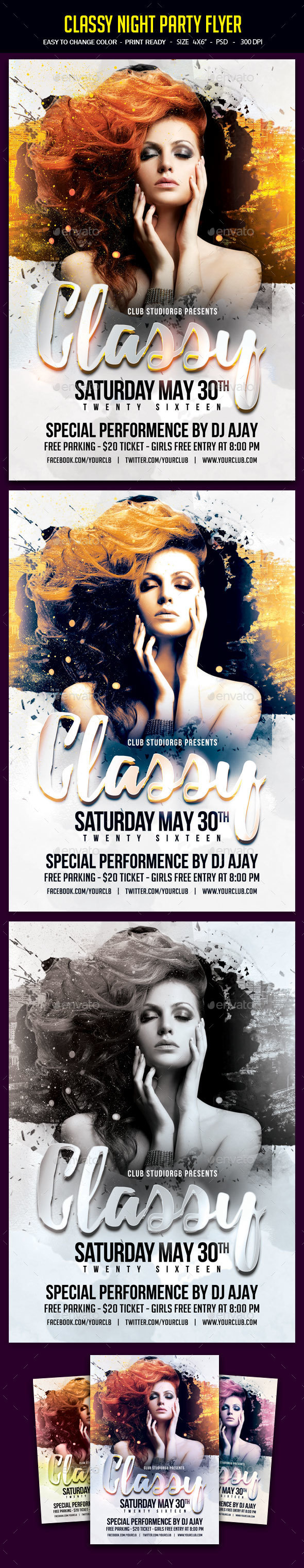 Classy Night Party Flyer - Clubs & Parties Events