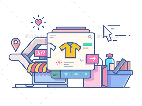 Shop Online Design Flat - Retail Commercial / Shopping