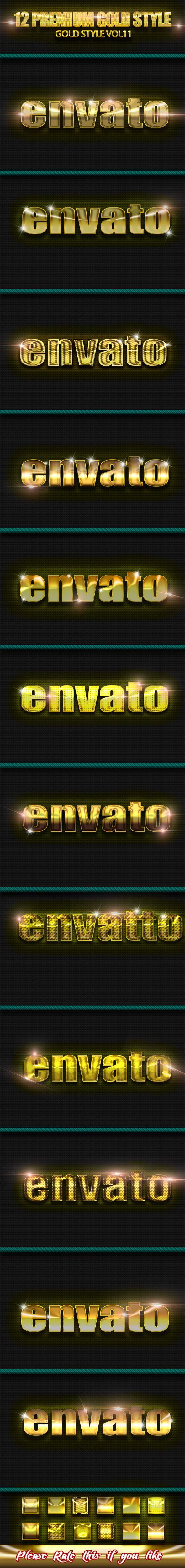 12 Photoshop GOLD Text Effect Styles Vol 11 - Text Effects Styles