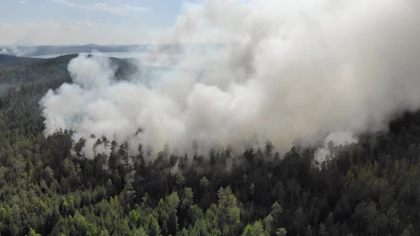 Aerial Footage Fire and Smoke Siberia Russia alt