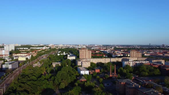 Overview Ernst Tellmann Park at the S-Bahn RingBreathtaking aerial view flight panorama overview dr alt