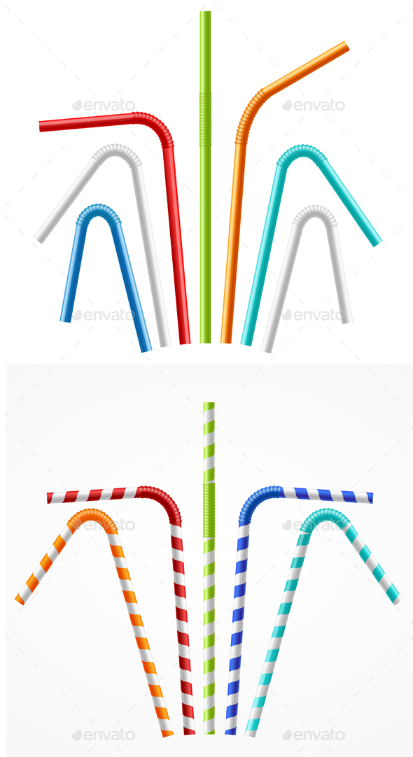 Colorful Drinking Straws Set - Man-made Objects Objects