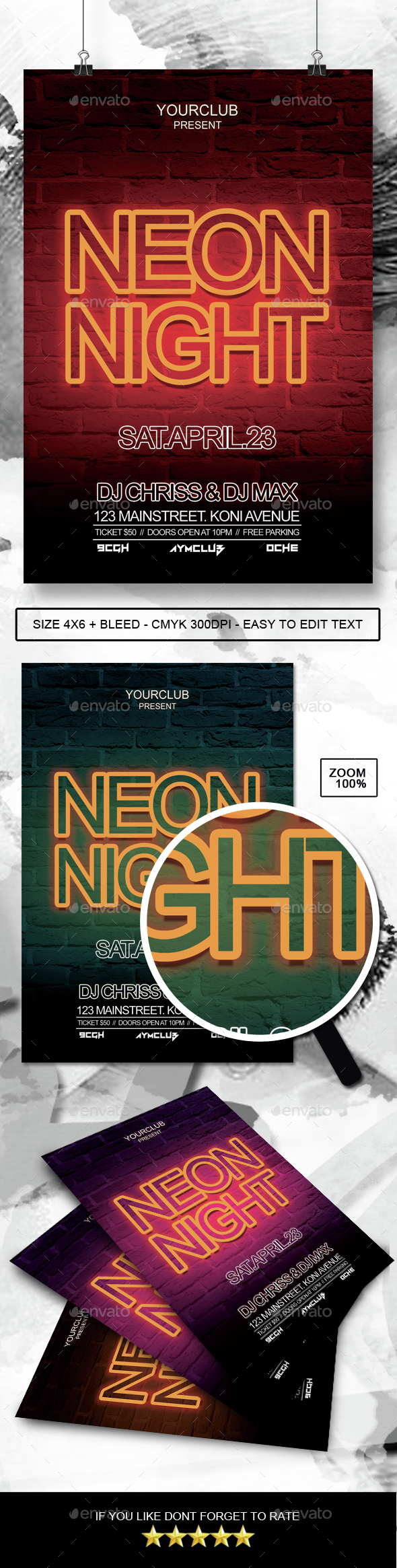 Neon Night Flyer - Clubs & Parties Events