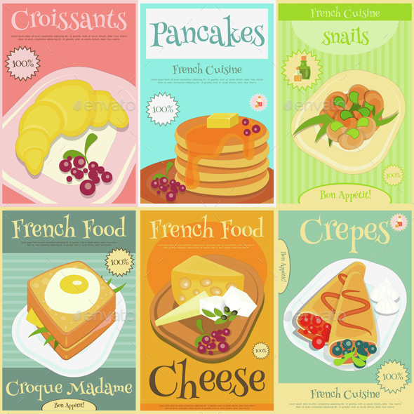 French Food Mini Posters Set - Food Objects