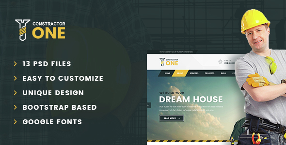Constructor One – Construction PSD Template - Business Corporate