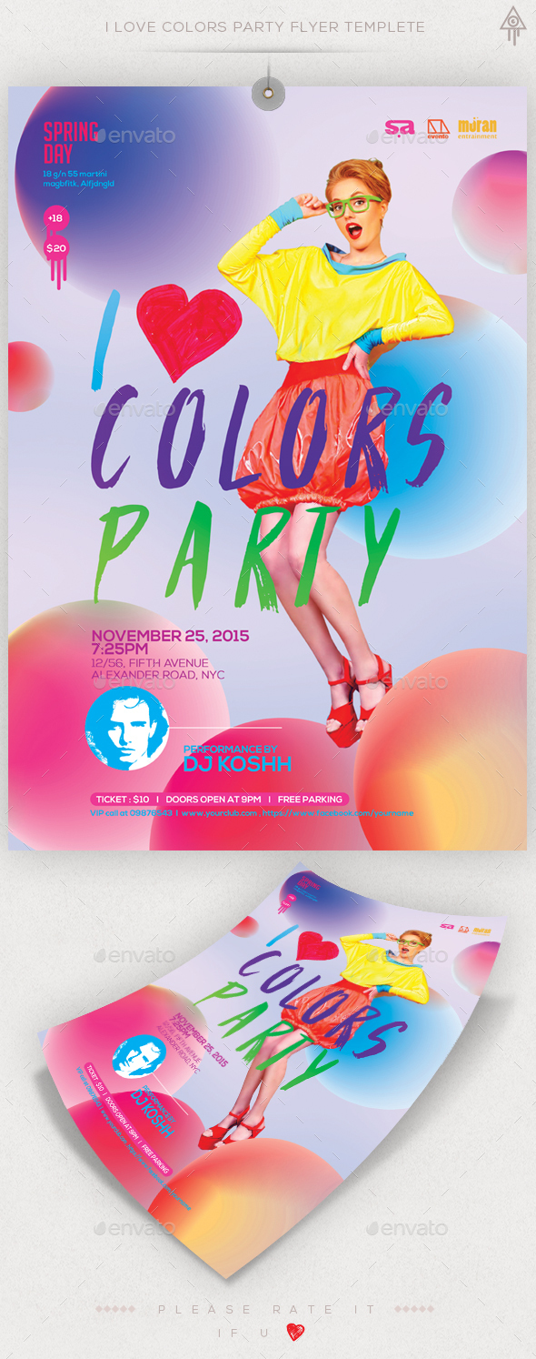 Colors Party Flyer Template - Clubs & Parties Events