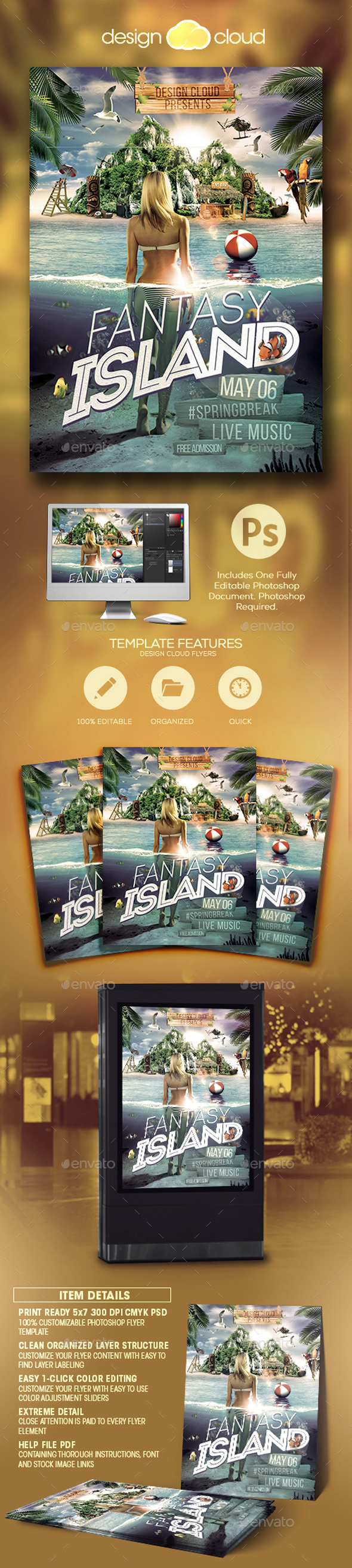 Fantasy Island Flyer Template - Miscellaneous Events