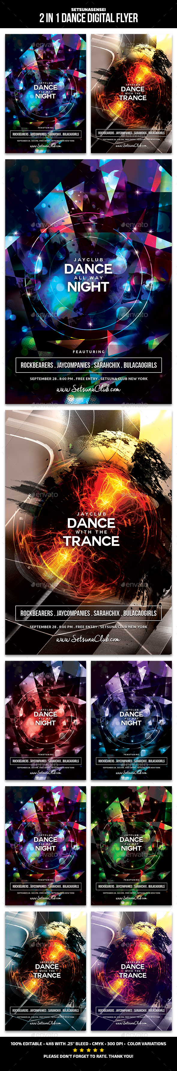 2 in 1 Dance Digital Flyer - Clubs & Parties Events